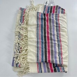 NWT! GAP Cozy Oversized Striped Modal Scarf with Fringe Snow Cap